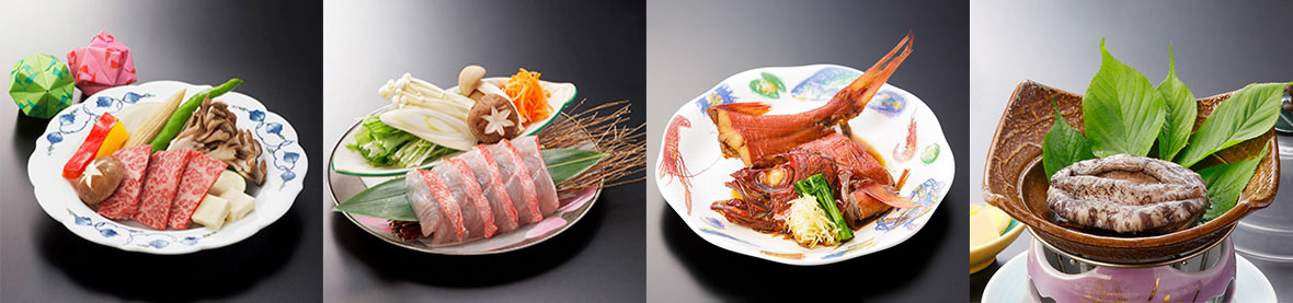 国産牛、鮑、金目鯛など新鮮な食材をご用意しております